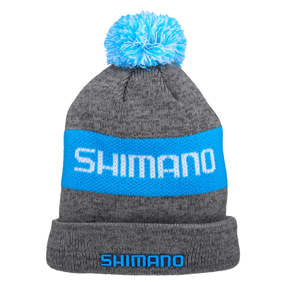SHIMANO TUQUE À POMPON BLEU ET GRIS 1 SHIMANO TUQUE À POMPON BLEU ET GRIS