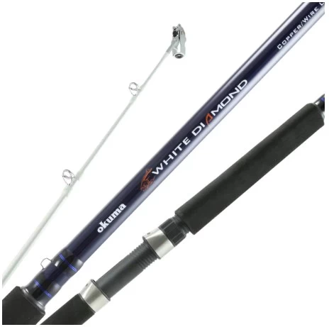 OKUMA WHITE DIAMOND CANNE POUR LA TRAINE 2 PCS 1 OKUMA WHITE DIAMOND CANNE POUR LA TRAINE 2 PCS